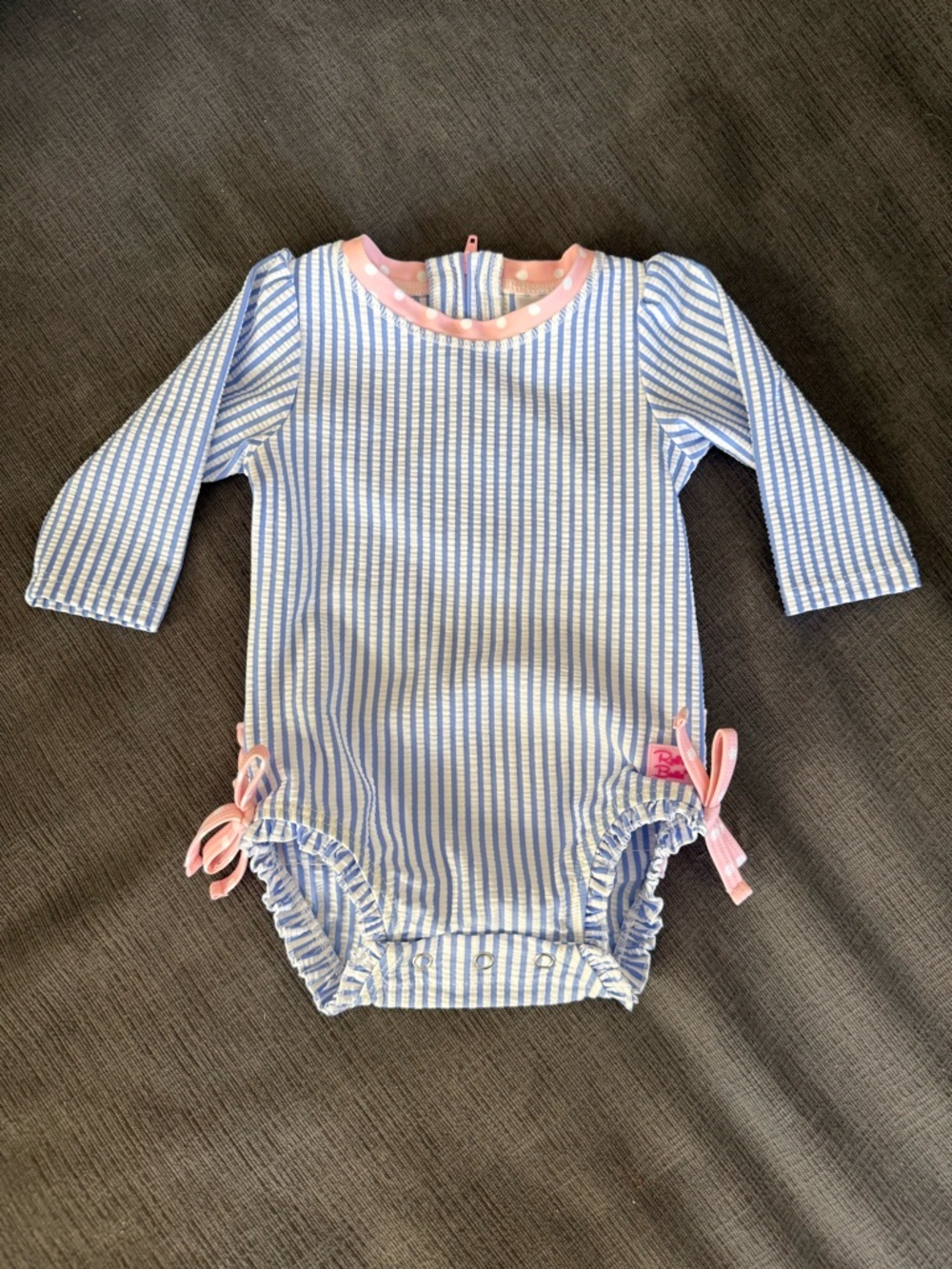 Ruffle Butts Blue and Pink Striped One-Piece Swim